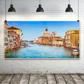 Bovlleetd Italy City Background 3 x 1.5 m Venice Water City European Historical Building Banner Italy River Blue Sky Culture Landscape Large Background