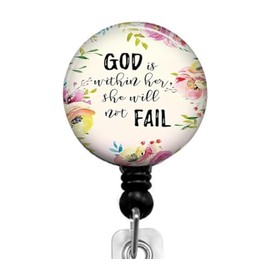 GFFGGFGH God is Retractable ID Card Badge Holder with Alligator Clip, Name Nurse Decorative Badge Reel Clip on Card Holders, small, Black, GFFGGFGH-2024