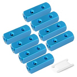 GASHER 4PCS Aluminum 2 Way 5 Port Pneumatic Manifold Air Distribution Block Splitter 1/4" Output Port 1/4" Supply Port