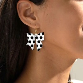Bow Sport Earrings for Women Football Baseball Soccer Basketball Earring Game Day Earrings for Women Jewelry (soccer)