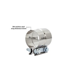 2PCS Lap Joint Band Clamps,Exhaust Muffler Clamp, Exhaust Pipe Clamps preformed Stainless Steel (2.5")