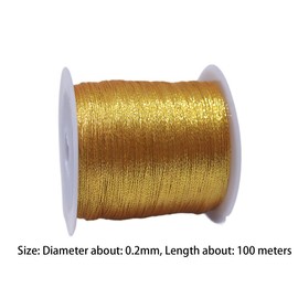 100M Gold Twine For Crafts 0.2MM Dia Metallic Tinsel Cord Embroidery Thread Metallic Gold Thread String For DIY Beading/Gift Wrapping