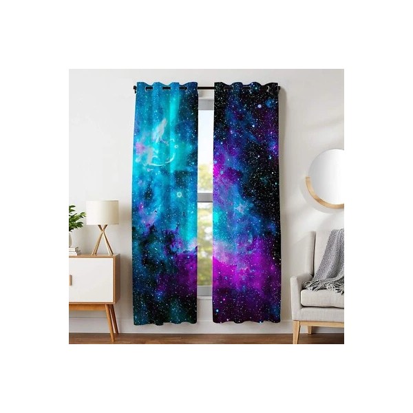 HommomH Galaxy Outer Space Nebula Curtains (2 Panels 54 x