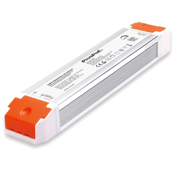 120W Dimmable LED Driver, PLUSPOE 110V to 24V Dimming LED Power Supply Transformer Compatible with Lutron, Leviton and Other Wall Dimmer, Aluminum Alloy Housing.