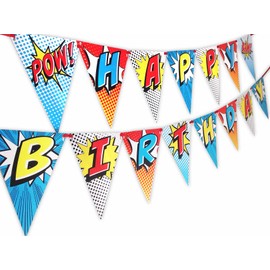 Superhero Red Happy Birthday Banner Pennant