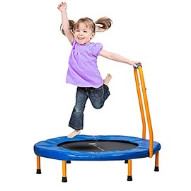 New-Bounce Mini Trampoline with Handlebar - 36" Foldable Trampoline for Children and Teens- Fitness Rebounder Trampoline - Holds Up to 150 Lbs.