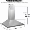 Zomagas 24 inch Kitchen Range Hood 450 CFM Wall Mounted