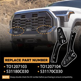 2Pcs Left & Right Side Grille Brackets Set Fit For Toyota Sequoia 2008-2022 Fit For Toyota Tundra 2010-2013 Front Driver and Passenger Side Replaces 531180C030 531170C030 TO1207103 TO1207104