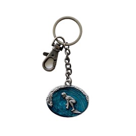 JEAN'S FRIEND Vintage Surfer Surfing Surfboard Metal Charm Pendant Key Ring Key Chains