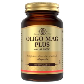 Solgar Oligo Mag Plus - Integratore Alimentare, 100 Tavolette, Magnesio bisglicinato per Assorbimento Ottimale, Supporta Sistema Nervoso e Funzione Muscolare