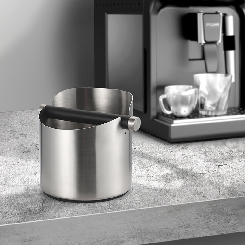 Espresso Knock Box, Stainless Steel Coffee Grounds Container with Removable