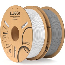 ELEGOO PLA Filament 1.75mm White & Gray 2KG, 3D Printer Filament Dimensional Accuracy +/- 0.02mm, 2 Pack 1kg Cardboard Spool(2.2lbs) 3D Printing Filament Fits for Most FDM 3D Printers