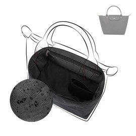 DGAZ Le Pliage DuPont Paper & Silk Tyvek Ultra Thin Inner Bag Waterproof Ultra Lightweight Soft Bag in Bag Organizer for Longchamp Longchamp LE PLIAGE (Black, Le Pliage Handbag, Small)