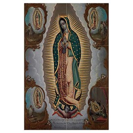 Tile Mural Virgin of Guadalupe with The Four Apparitions Pattern 1773 Year Kitchen Bathroom Shower Wall Backsplash Splashback 2x3 6" Ceramic, Glossy