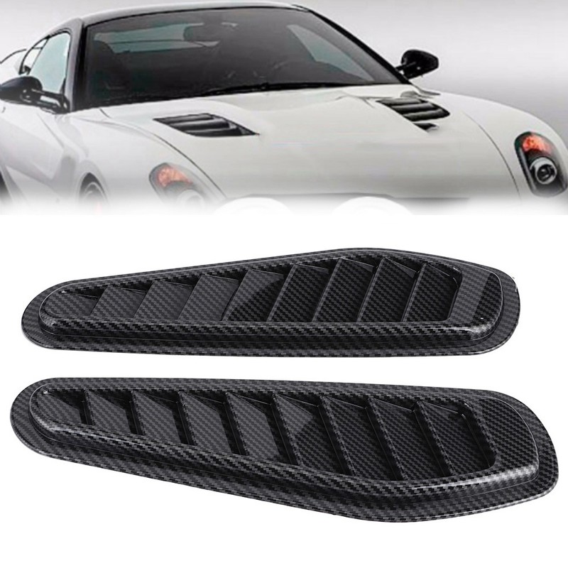 2pcs Carbon Fiber Style Car Air Flow Intake Decorative Scoop