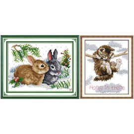 VEGCOO Cross Stitch Kits for Beginners, Cross Stitch Kit DIY Hand Needlework Kits 11CT Stamped for Home Wall Living Room Decor (A)