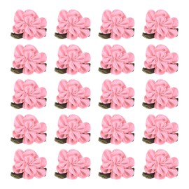 PATIKIL 1 Inch Ribbon Flowers Bows for Crafts, 20 Pack Mini Satin Roses Flowers Small Fabric Flower Heads DIY Sewing Appliques for Gift Wedding Bride Ornament, Light Pink