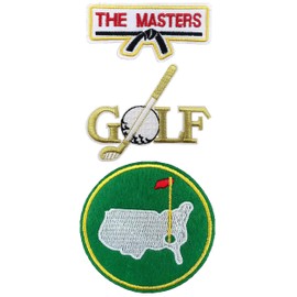 3 PCS Masters Patch Golf Iron On Patches Golf Patches Iron On Parches De Golf Masters Caddy Costume Embroidered Patch Backing for Embroidery Hats Backpacks Bags