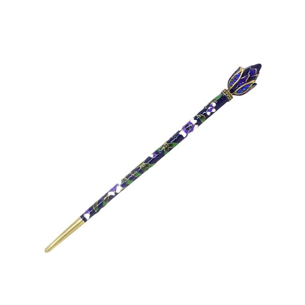 Honbay Cloisonn Vintage Hair Stick With Lotus Chinese Traditional Style Fashion Hair Chopsticks Hairpin (Blue)