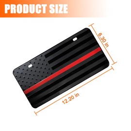 Mandark American Flag Car License Plate, Aluminum 3D Metal Automotive Front License Plate with Screws, 6 x 12 Patriotic Vehicle Embossed Plate Accessories, Universal for RV, SUV, Truck (Red)