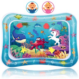 TDTOD Wassermatte Baby,Wasserspielmatte Babymatte BPA-frei Wasserkissen Aufblasbare Bauchlage Sensorisches Spielzeug Aqua Matte Baby für 3, 6 und 9,12 Monate Baby, 66*50CM, Blau