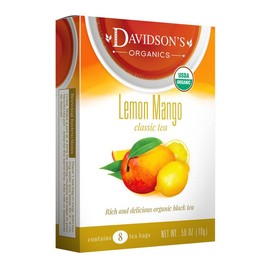 Davidson's Organics, Lemon Mango, 8-count Tea Bags, Pack of 12