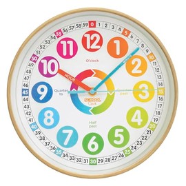 Preschool Collection Color Clock - Time Teacher 10 Inch Silent Wall Clock with Colored Numbers - Easy to Read Analog Dial for Teacher's Classrooms, Kid's Bedroom & Children Playroom - School Clock