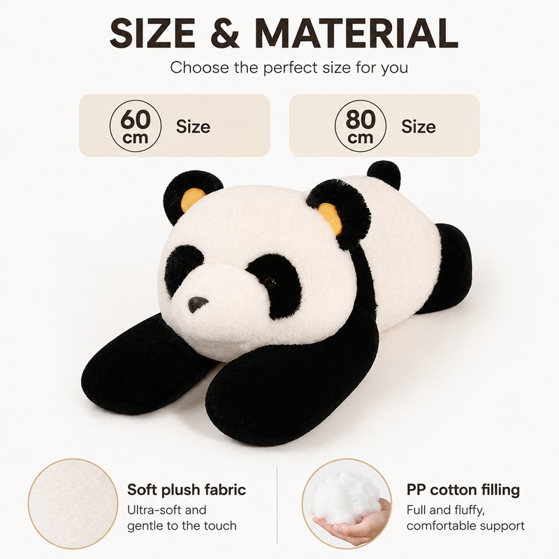 Giant Panda Plush Toy 60cm-80cm Soft Stuffed Animal Pillow, Cute