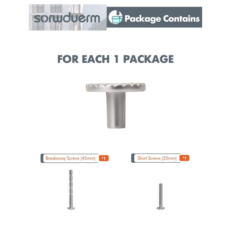 SORWDUERM 2 Pack Brushed Nickel Cabinet Knobs Satin Nickel Kitchen