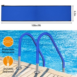 Pool Handrail Cover, 9 Feet Swimming Pool Hand Railing Covers with Zipper Slip Resistant Anti-Scald Safety Rail Grip Handles Sleeve for Swimming Pools Inground Ladder Hand Rail Railing Grips