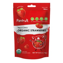 Panfruit Organic Freeze-Dried Strawberries – Whole Fruit Snack, 4 Single Packs (0.53 oz Each), No Sugar Added, Non-GMO, Vegan