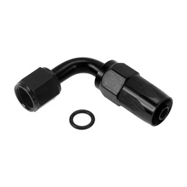 A ABSOPRO Male Flare Reducer Hose Fitting Adapter TF-1001-AN6 90° Fuel Line Connector Aluminum with O-ring Black