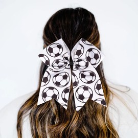 Soccer Bow Girls Sport Football Hair Bow Cheer Bow Hair Tie Ponytail Holder TSFQ01 (1 Bow)