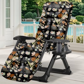 PALHMLIY Outdoor Chaise Lounge Chair Cushion Waterproof 66 x 21 x 4 Inches Cotton Lounge Chair Cushions with Ties, Soft Thickened Lounge Chair Cushions for Indoor Outdoor Furniture (Black Peony)