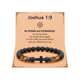 ORISPRE Cross Bracelet for Men Boys Christian College High Middle School 8th Grade Graduation Religious Baptism First Communion Confirmation Gifts for Teenage Teens Boy Catholic- Joshua 1 9