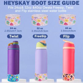 HEYSKAY 2PCS Silicone Boot for Owala Flask Water Bottle 40oz Anti-Slip Protective Sleeve for Owala Twist,FreeSip and Flip Stainless Steel Water Bottle BPA-Free Boot Bottom Base