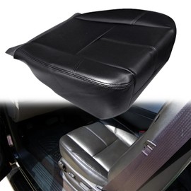 NLQR Front Driver or Passenger Side Bottom Replacement Seat Cover Black Leather Compatible with Chevy Silverado Tahoe Suburban Avalanche GMC Sierra Yukon XL 2007-2014