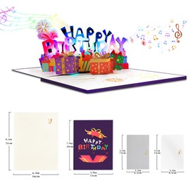 GREETING ART 3D Pop Up Birthday Cards, Light and Music Happy Birthday Card, Musical & LED Lights Birthday Cards for Women Men Kids