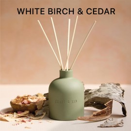 Craft & Kin Reed Diffuser Set - White Birch & Cedar, 6.7oz | Alcohol-Free, Essential Oils Reed Diffuser with Sticks, Scented Sticks Diffuser, Elegant Home Decor & Office Decor