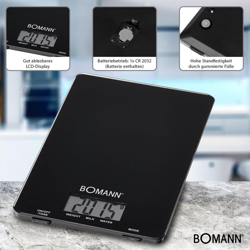 Bomann KW 1515 CB - kitchen scales (LCD, Black, CR