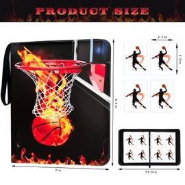 Basketball Card Binder with Sleeves, 400 Pocket Basketball Card Holder for Trading Cards, 4 Pocket with 50 Removable Sleeves Zipper Book Folder Collector Album