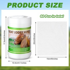 Sunnymove 120 Pcs Teat Wipes Cow Goat Sheep Udder Prep Wipes 5.5 x 7.8 Inches Reclosable Pail for Health Care Goat Milking Supplies