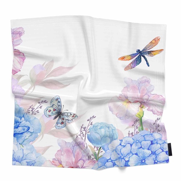 Xuwenz Beautiful Flower Bandana Peonies Irises Hydrangeas Butterflies Dragonflies Silk