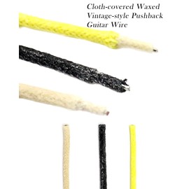 Samherome 10ft Cloth-Covered Waxed Vintage-Style Pushback Guitar Wire, 3.3ft Each White/Black/Yellow, Single-Core Twist Wire for Electric Guitar Upgrades