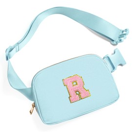 Gitus Gifts for 7 8 9 10 11 Year Old Girls Belt Bag Fanny Pack Crossbody Bags with Initial Letter Patch Birthday Gifts for Daughter Sister Friends Teen girls (Icing Blue-R)