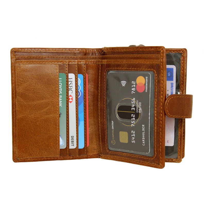 STARHIDE Ladies RFID Blocking Genuine Leather Clutch Wallet with Side