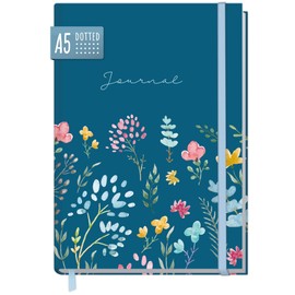 paper&you® Bullet Journal Dotted A5 with Elastic Band [Happy Flower] 156 Pages | Notebook Dotted, Diary | Sustainable & Climate Friendly