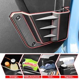 Nounaik Rear Door Storage Pockets for Ford Bronco Accessories 2021 2022 2023 2024 2025,Door Side Organizer Box Insert Cup Holder fit Bronco 2/4-Door Interior Replacement Accessories,2PCS Black