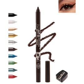 Brown Gel Eyeliner Pencil, Sharpenable Eye Liner Waterproof Smudge proof Long Lasting, Matte Gel Cream Smooth Texture, Intense Color Waterline Eyeliner Pen Makeup with Sharpener, Delineador De Ojos-06