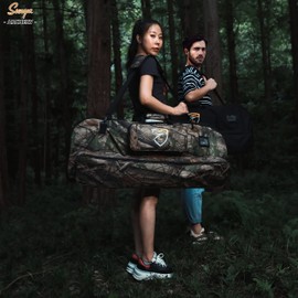 SUNYA Compound Bow Case with Molle System - Neoprene Bow String Protection & Padded Shoulder Sling - Soft Carrying Case for Archery Accessories, Equipment (Camo)